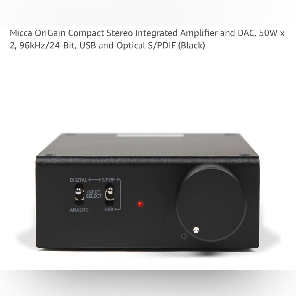 Micca OriGain Compact Stereo Integrated Amplifier and DAC, 50W x 2, 96kHz/24-Bit
